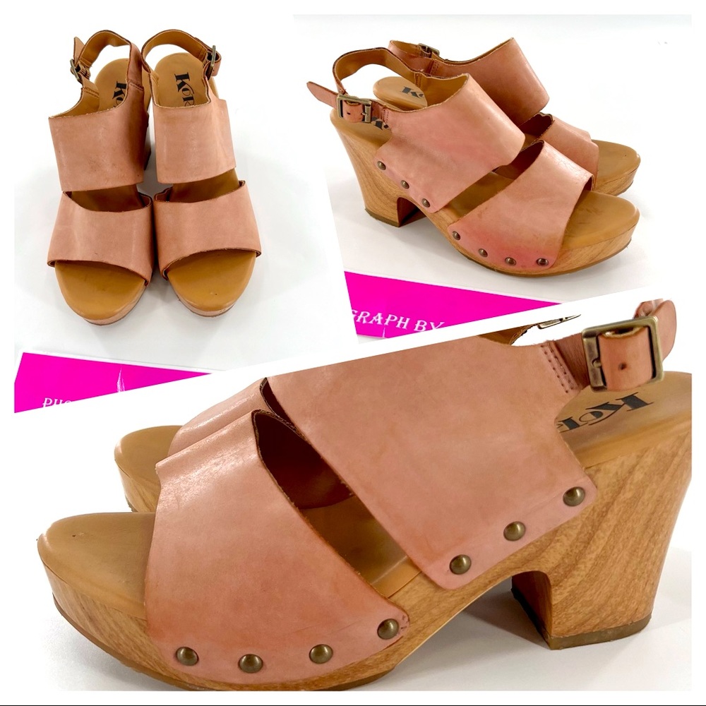 Korks by Kork Ease Leather Wood Clog Sandals size 7